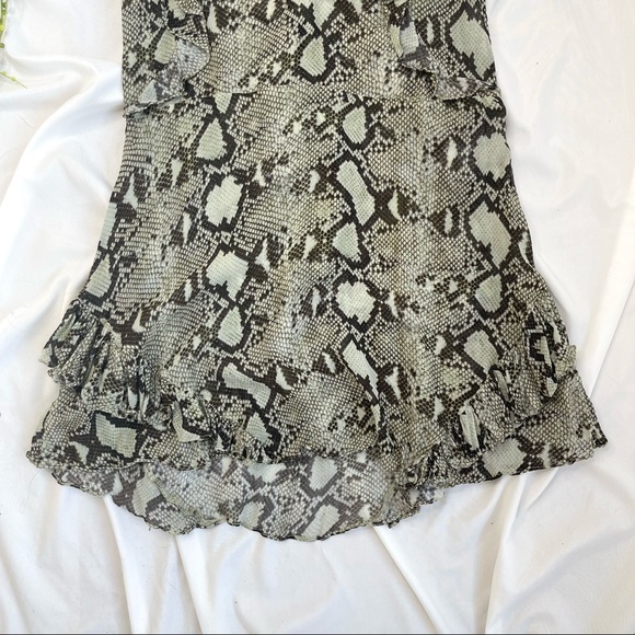 Pam & Gela Python Snake Print Flutter Sleeve Georgette Sheer Animal Mini Dress 0 - Picture 7 of 10